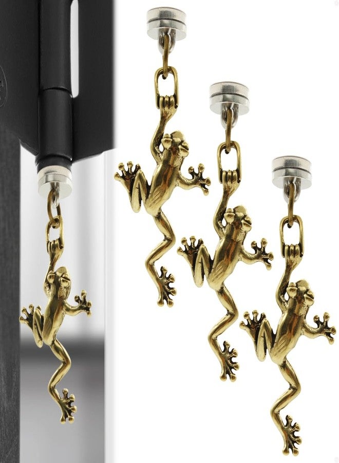 Wallertree Brass Frog Hinge Head Home Decoration - Magnetic Hinge Dropper Hanging Frog - Door Hinge Heads Figurine Set of 3 - Image 1